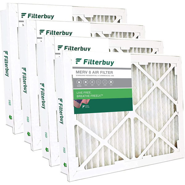 Filterbuy 20x20x5 Air Filter MERV 8, Pleated HVAC AC Furnace Filters